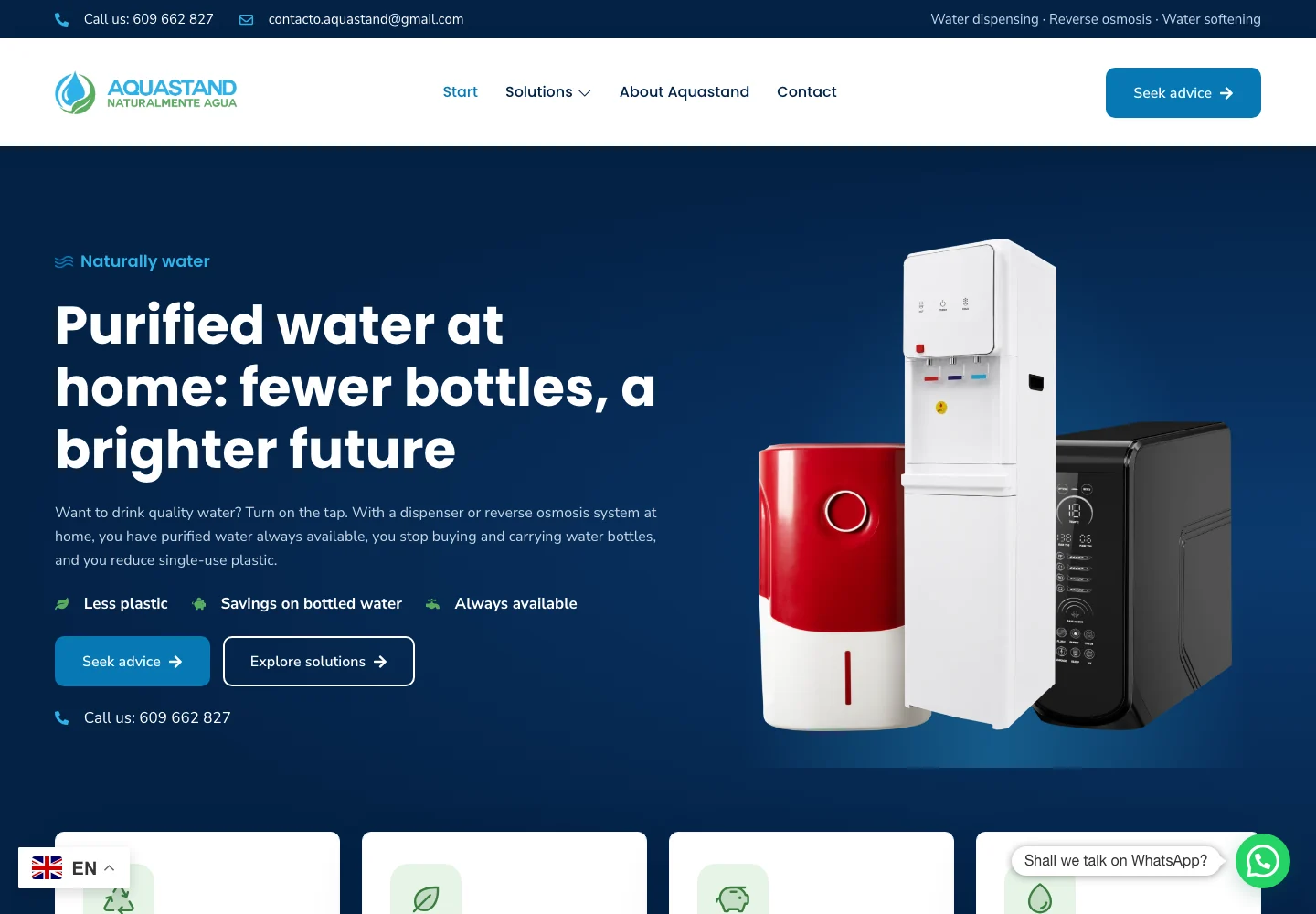 Aquastand homepage in English