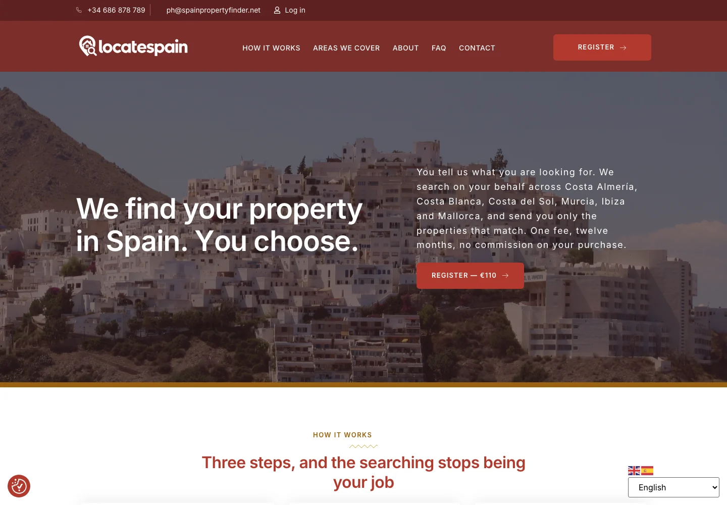 Locate Spain homepage in English