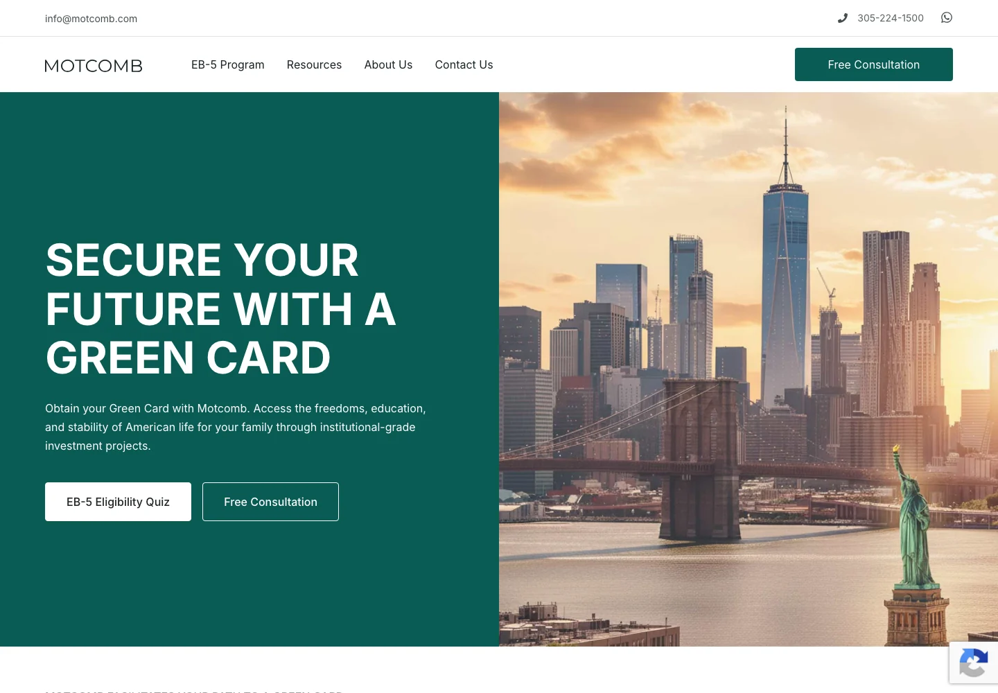 Motcomb homepage in English